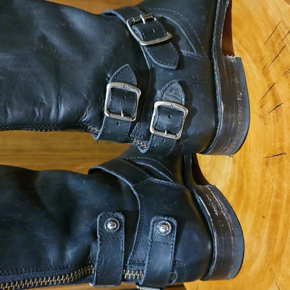 Frye Boots Veronica Back Zipper Buckles Black 7.5 M - Picture 10 of 16